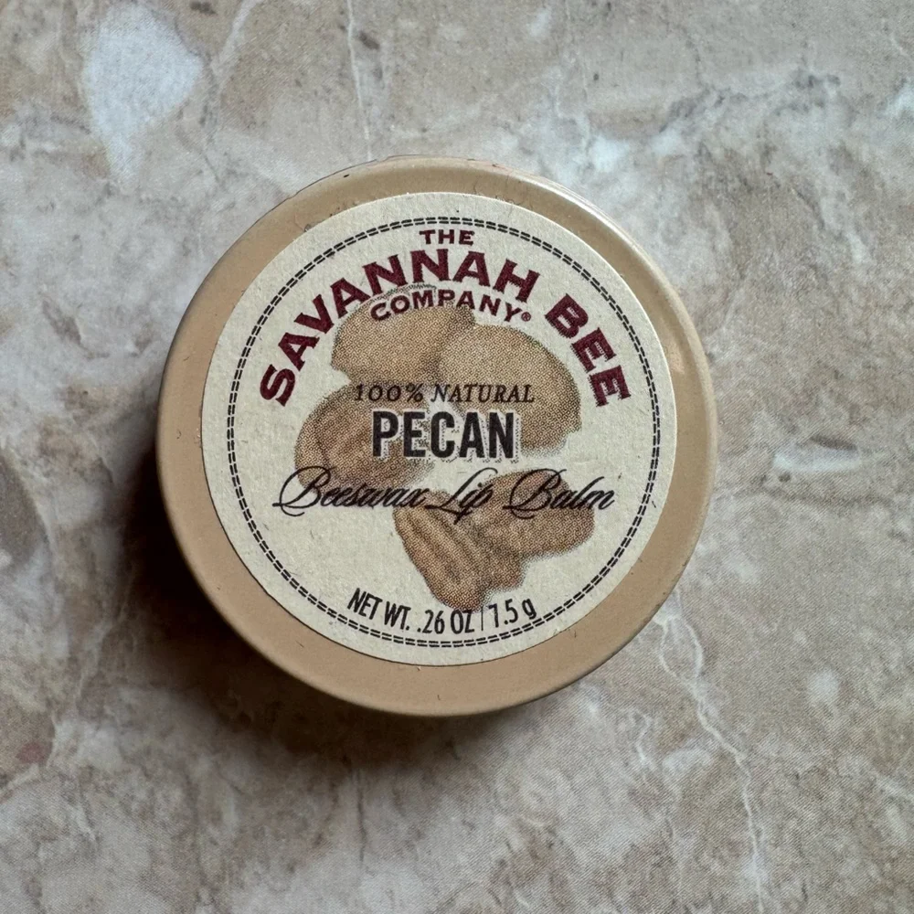 Savannah Bee Company 100% Natural Beeswax Lip Balm Pecan New Sealed .26oz 7.5g